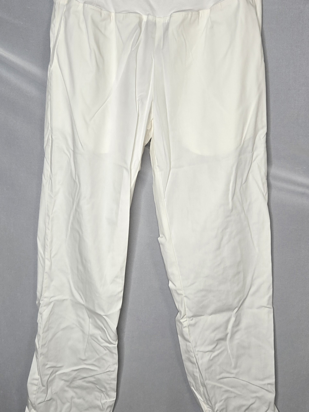White Stretch Scrubs Elastic Waistband With Pockets New With Flaws Size Medium